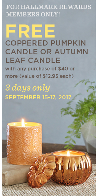 FREE Coppered Pumpkin Candle or Autumn Leaf Candle