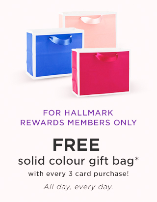 FREE solid colour gift bag* with every 3 card purchase!