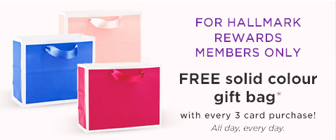 FREE solid colour gift bag* with every 3 card purchase!