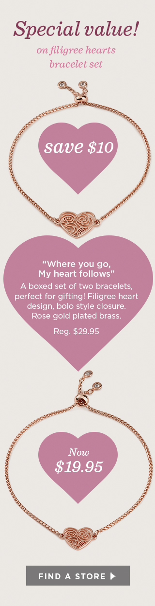 Save $10 on Filigree Hearts Bracelet Set