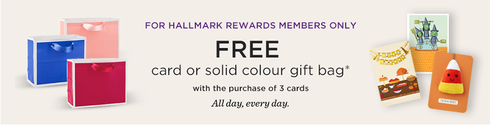 Free Card or solid colour gift bag with the purchase of 3 cards