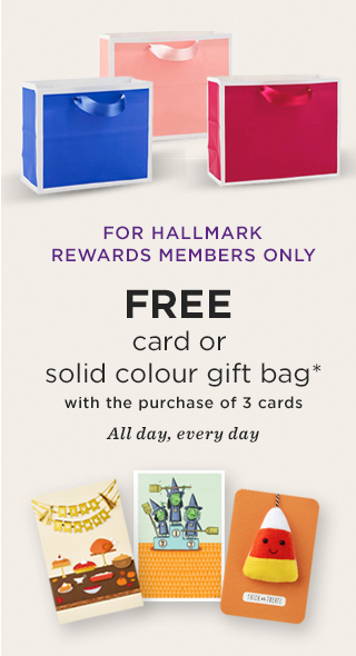 Free Card or solid colour gift bag with the purchase of 3 cards