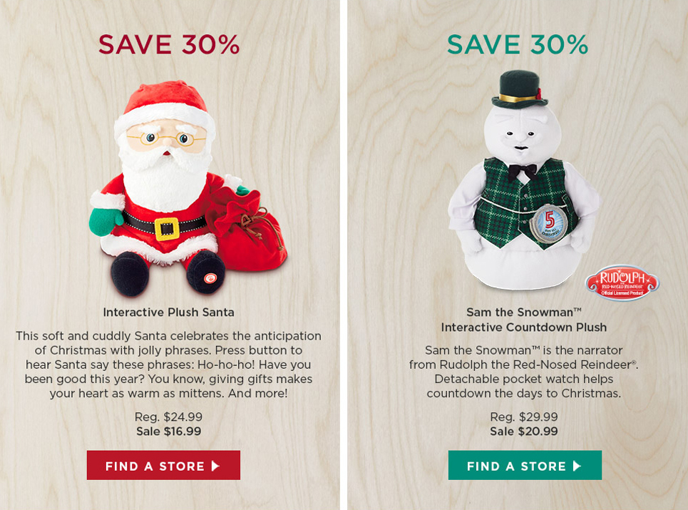 Save 30% Interactive Plush Santa & Sam the Snowman™ Interactive Countdown Plush