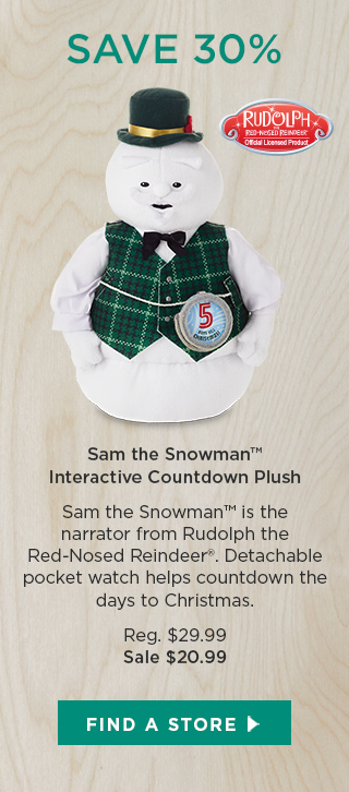 Save 30% Sam the Snowman™ Interactive Countdown Plush