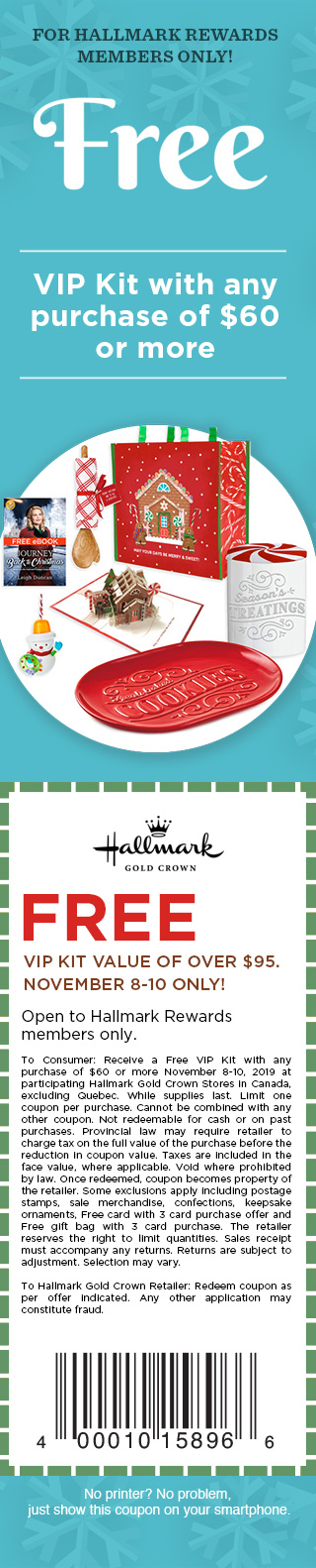 FREE VIP Kit with any purchase of $60 or more. A value of over $95. November 18-20 only!