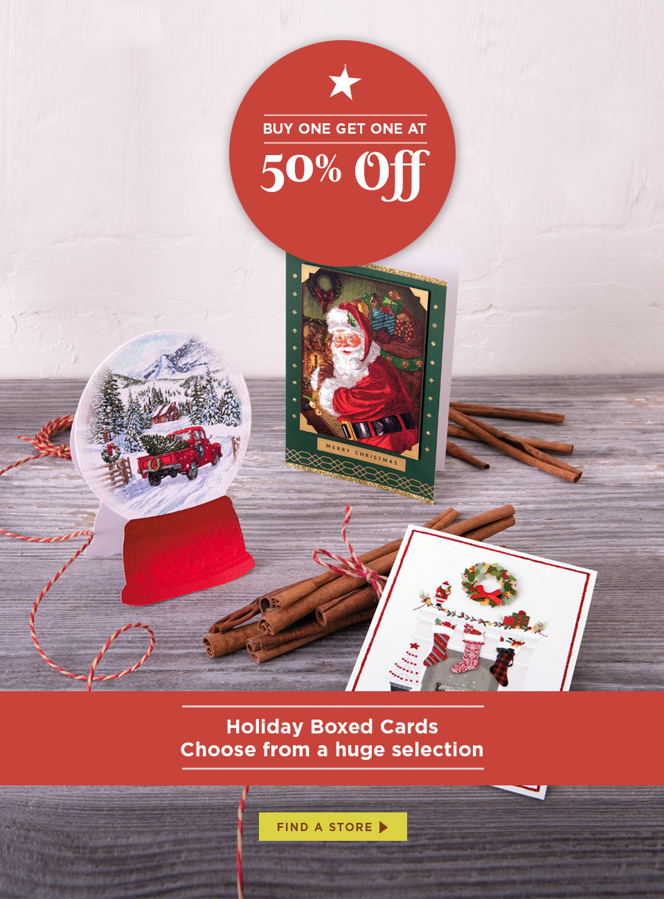 Buy One Get One at 50% OFF. Holiday Boxed Cards