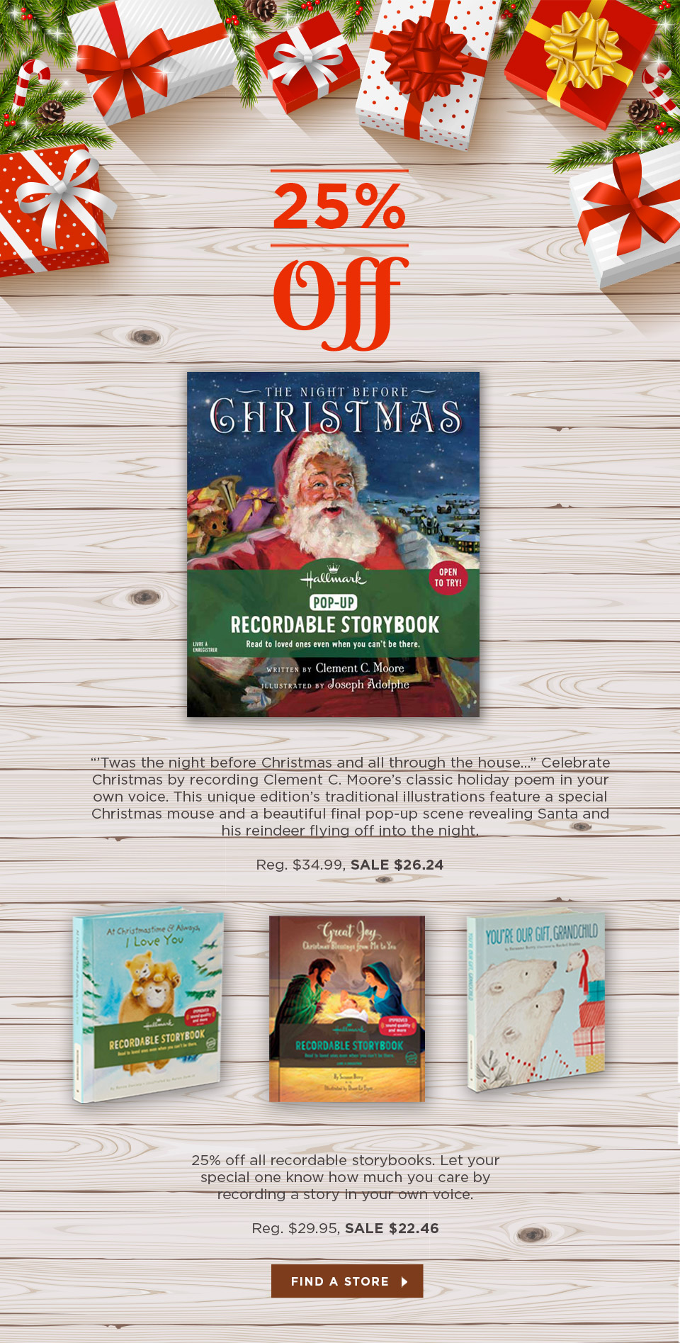 25% off sale on all recordable storybooks