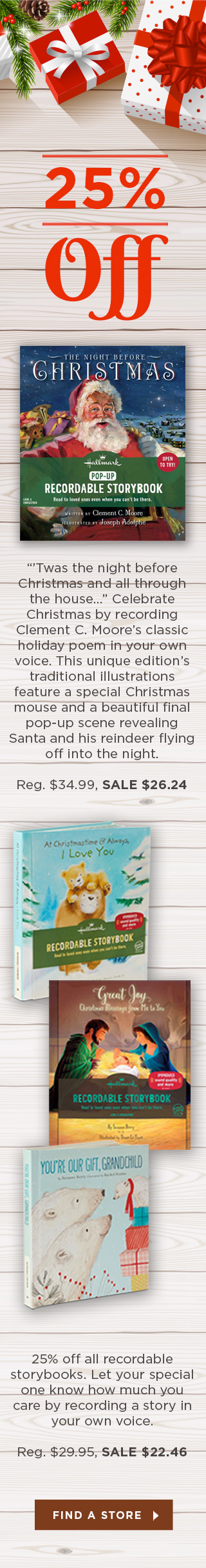 25% off sale on all recordable storybooks